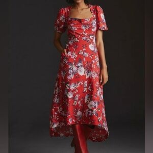Anthropologie Maeve Red Floral Dress